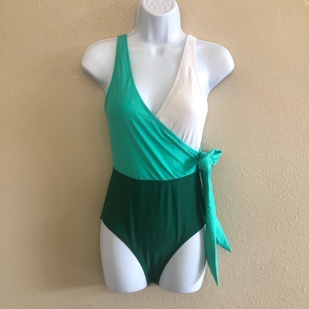 CUPSHE - One Piece Swimsuit Wrap Color Block Tie Side Swimsuit Size S
